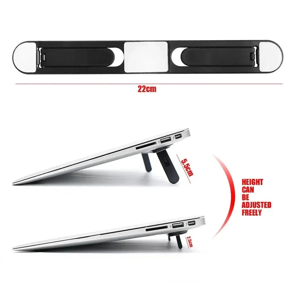 Carvallo Laptop-ställ | Självhäftande & Fällbar | Ultrakompakt för resor | 21,5 cm | Svart