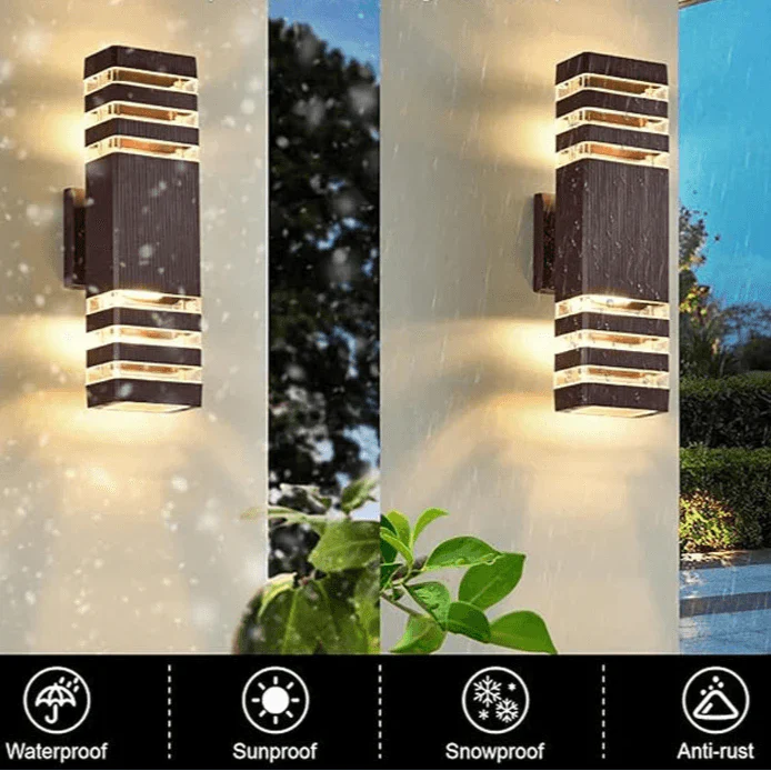 Carvallo LED utomhusvägglampa | Up & Down-effekt | E27-sockel | IP65 vattentät | Modernt design för trädgård & balkong