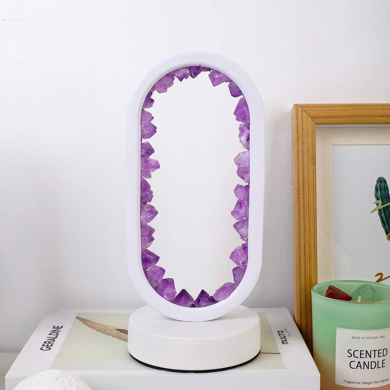 AuraStone Soluna | Amethyst kristallampa med mjukt naturbelysning