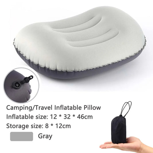 Carvallo Uppblåsbart Utomhus kudd | Komprimerbar & Fällbar | Nackstöd för Camping, Vandring & Resor