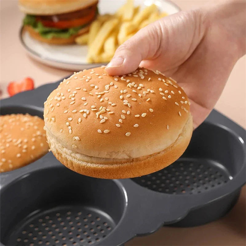 Carvallo Silikon Hamburger-Bakform | Non-stick & BPA-fri | 4/6 formar för hamburgarbullar & bullar | Värmetålig & Flexibel