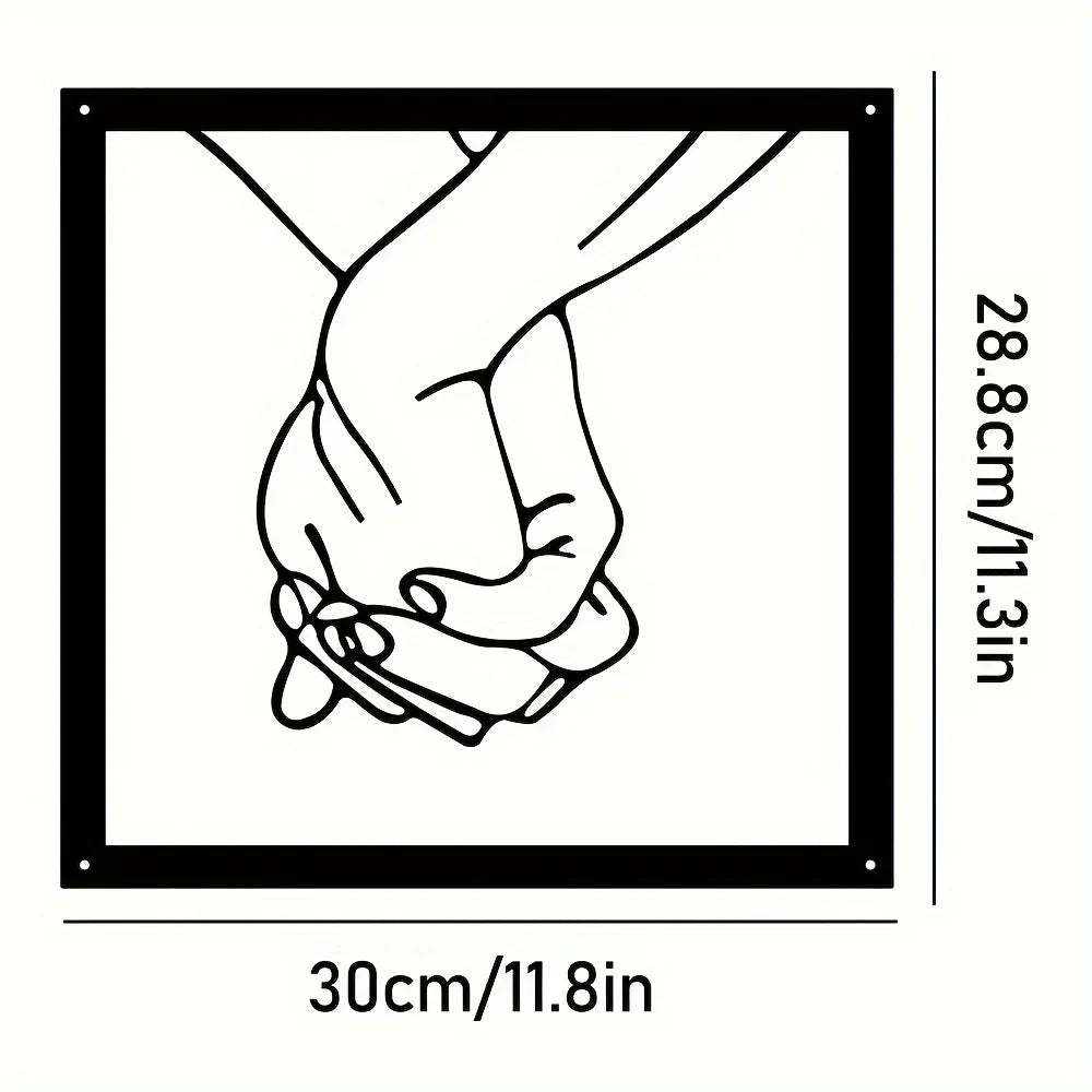 Connected Hands Metallväggdekoration – Minimalistisk och Enande