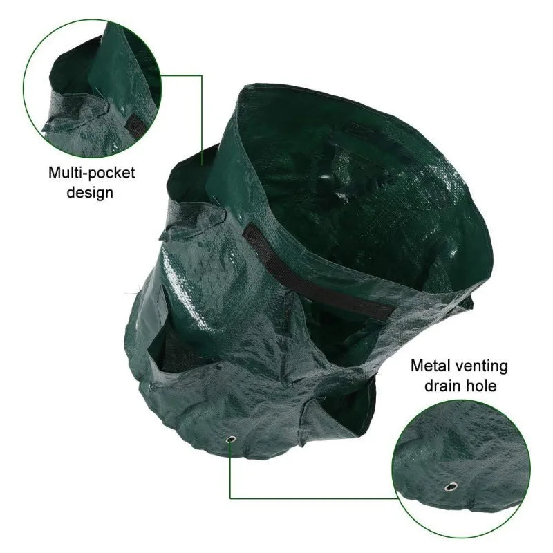 Carvallo GrowBag planterpåse för jordgubbar & grönsaker | 5/7/10 gallon | Med planteringsöppningar & bärhandtag | PE-material | Fällbar & Återanvändbar