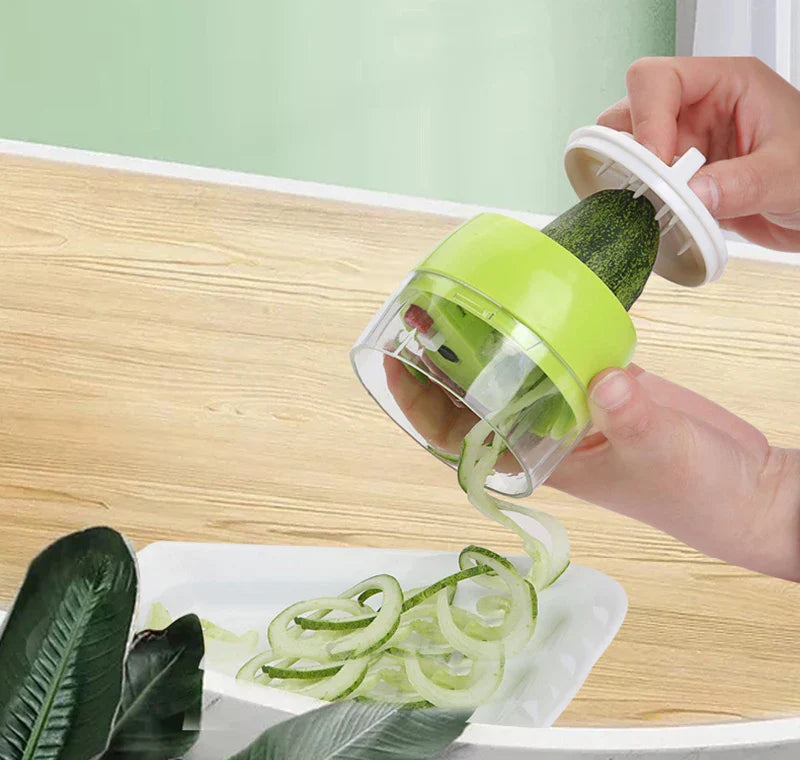 Carvallo SpiralChef Handspiralskärare för grönsaker | 4-i-1 spiralskärare | För zoodles, spaghetti & grönsaksringar | Maskindiskmaskinssäker