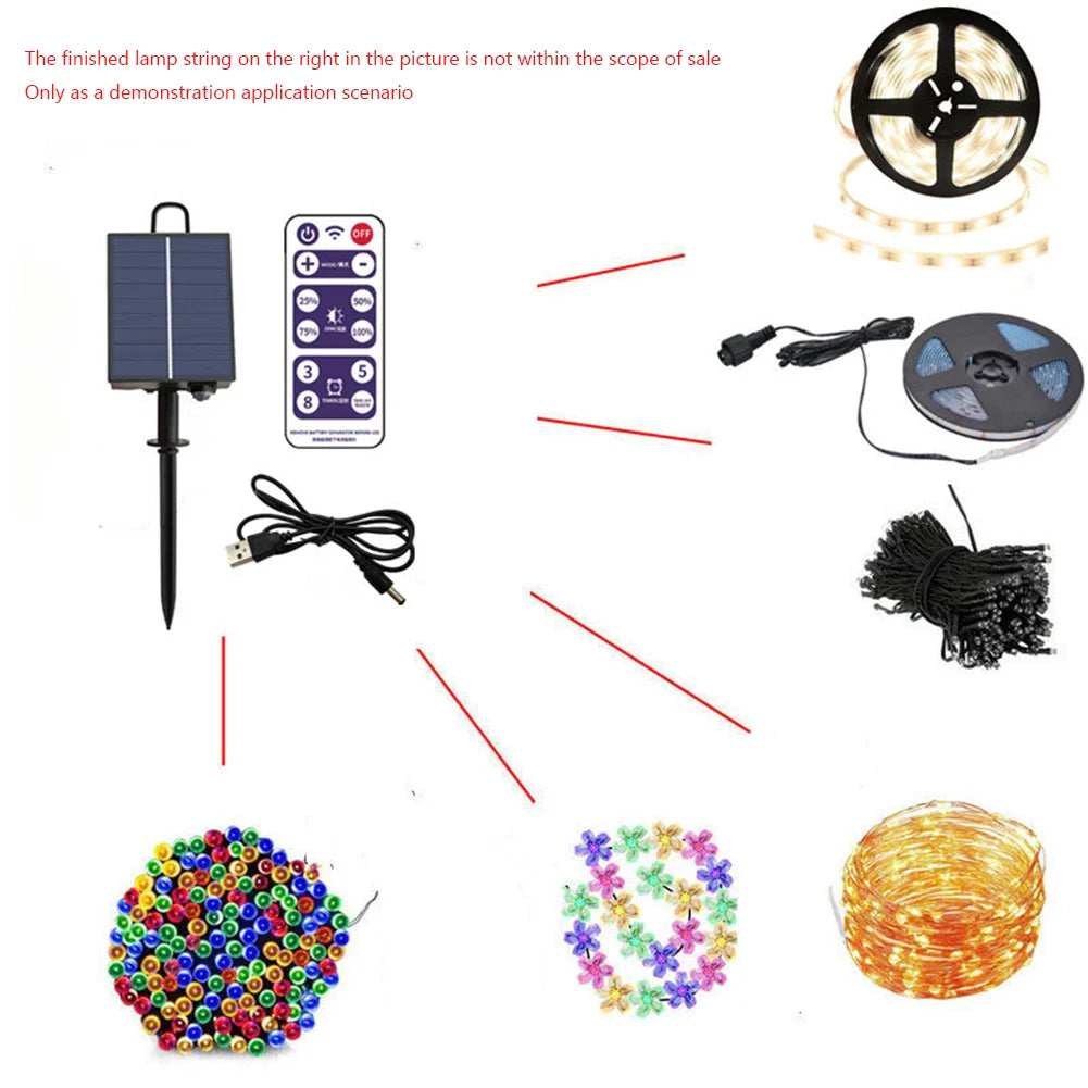 Carvallo Styrbox LumiBox SolarControl | Med fjärrkontroll & 8 ljuslägen | För LED-ljuskedjor | Inomhus & Utomhus användning