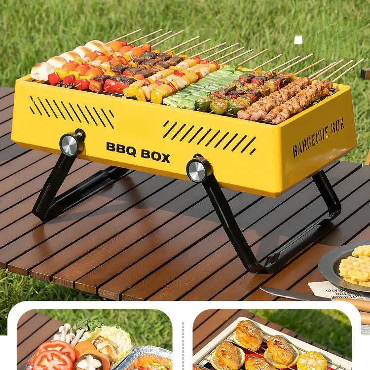 Carvallo Bärbar BBQ-ugn för trädgård och camping | Multifunktionell & Kompakt | För utomhusmatlagning utan kol | 47 × 28,5 × 22,5 cm