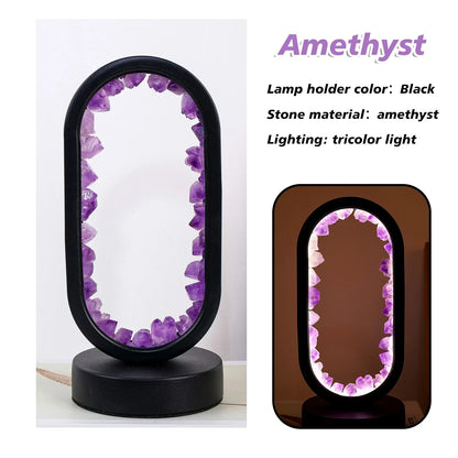 AuraStone Soluna | Amethyst kristallampa med mjukt naturbelysning
