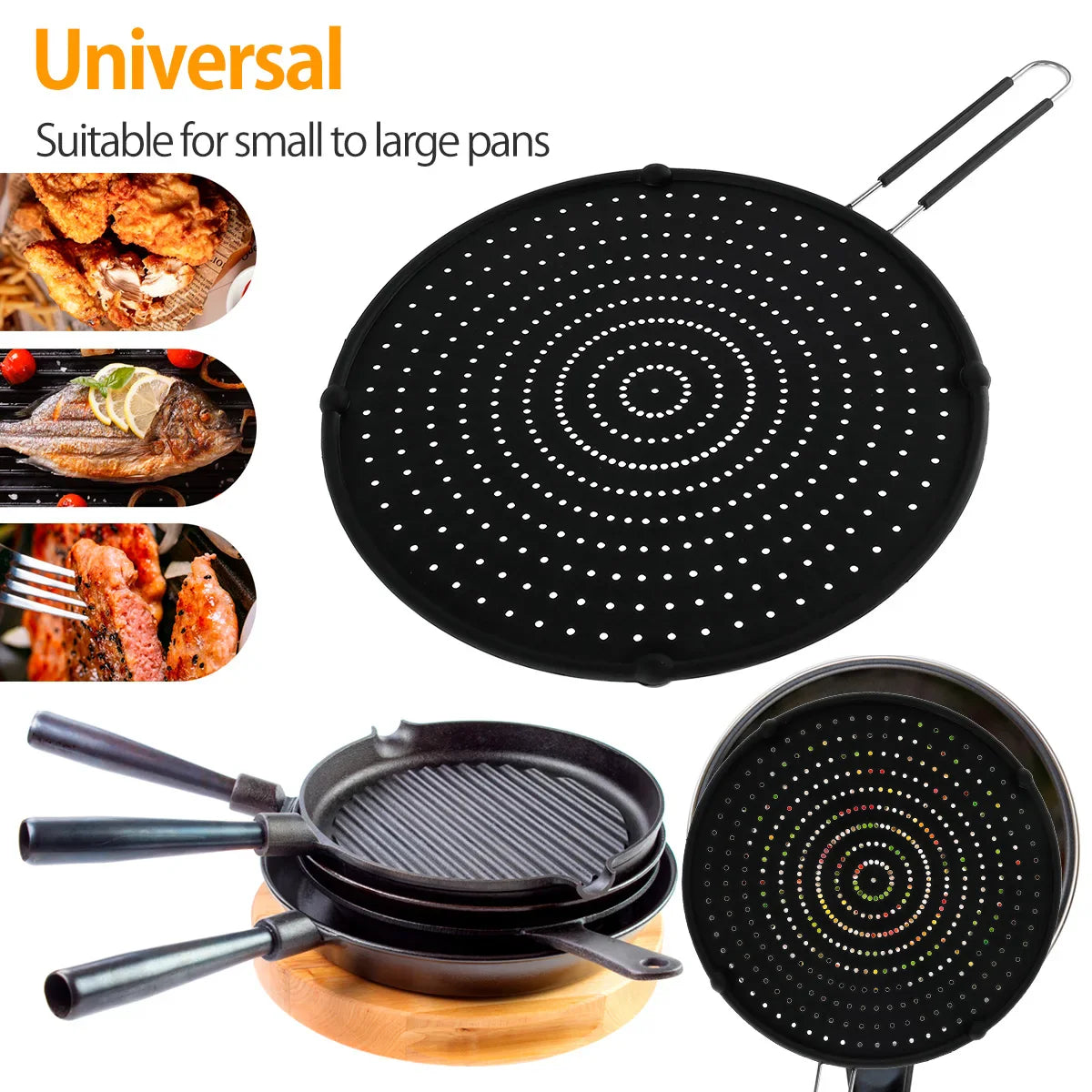 Carvallo CookSafe FlexGuard | Silikon &amp; Rostfritt stål | Fällbart stänkskydd för panna &amp; gryta | 50×32 cm | Värmetålig &amp; Diskmaskinssäker