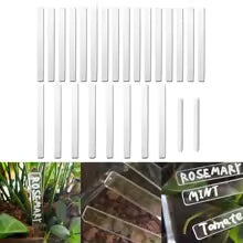 Carvallo LabelSet Växtetiketter Akryl Transparent | 26-delars Set inkl. Pennor | Återanvändbar & Vädertålig | 12x1 cm