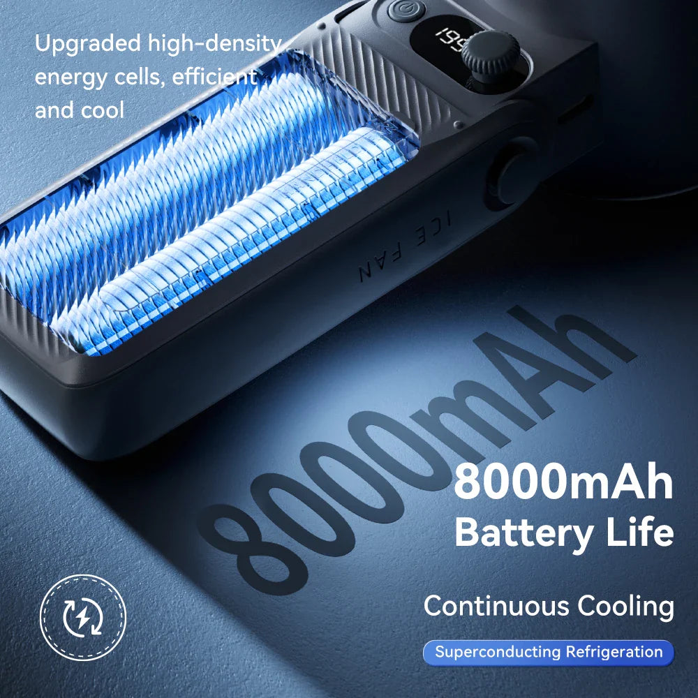 Carvallo 3-i-1 Bärbar Fläkt F5PRO | Hängande, Bord- & Handfläkt | 38000 mAh Batteri | LED-display & Omedelbar kylning