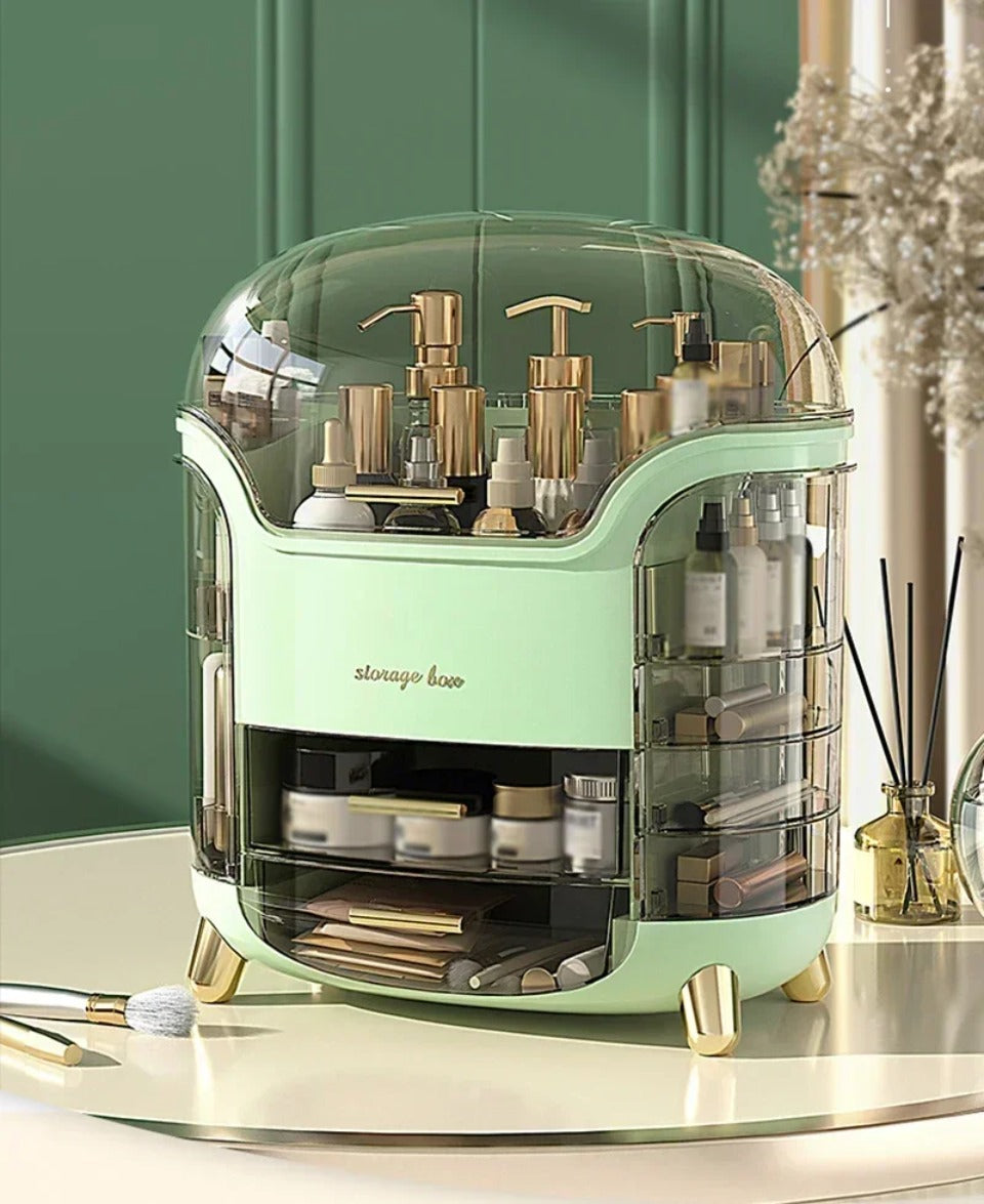 Transparent Desktop Makeup Organizer – Stort kapacitet dammavvisande smycke- och kosmetikaförvaringslåda