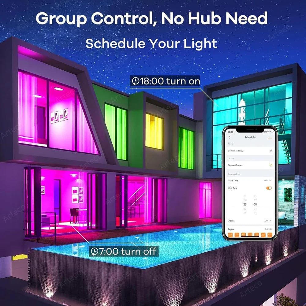 Carvallo Bluetooth LED-lampa | RGB + Varm-/Kallvit | App-styrning | E27 | Dimbar