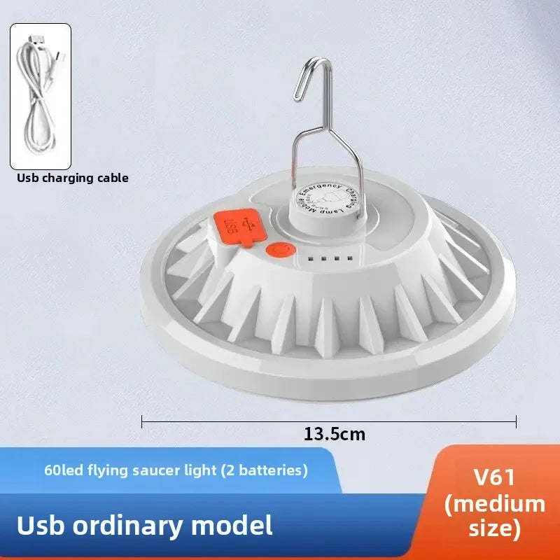 Carvallo Solar UFO-Campinglampa | Med fjärrkontroll | Uppladdningsbar & Bärbar | För utomhus, nödsituationer & nattmarknader