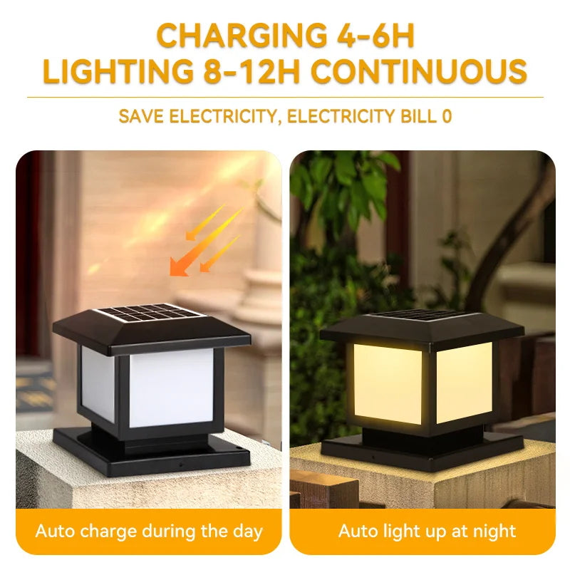 Carvallo PillarGlow Solarljusstolpe LED med fjärrkontroll & timer – IP65 Vattentålig