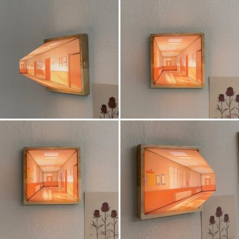3D Konst Naken Öga Vision Nattlampa – Kreativ Trä Vägglampa för Vardagsrum &amp; Hem Dekor