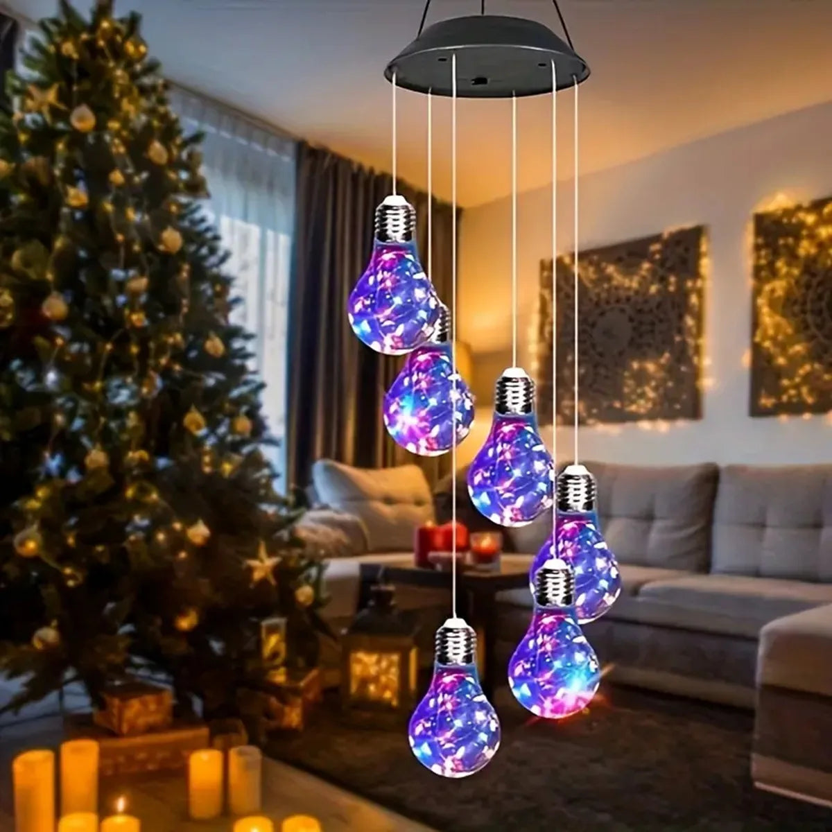 Carvallo Klanglicht Solar Vindspel med färgförändring | 6 LED-hänglampor | För trädgård, balkong & terrass | Väderbeständig & Dekorativ
