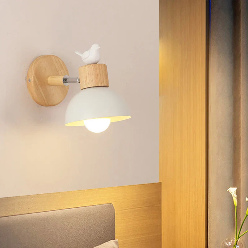 NordicWood - LED Vägglampa Trä Järn Belysning