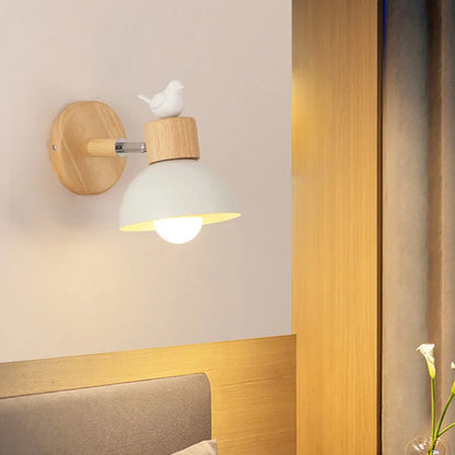 NordicWood - LED Vägglampa Trä Järn Belysning