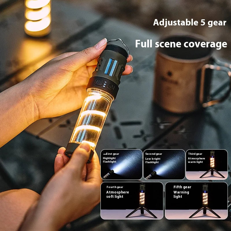 Carvallo Trek+ Campinglampa med myggskydd | Uppladdningsbar, LED-ficklampa & stativ | 5 ljuslägen & powerbank-funktion – IP44