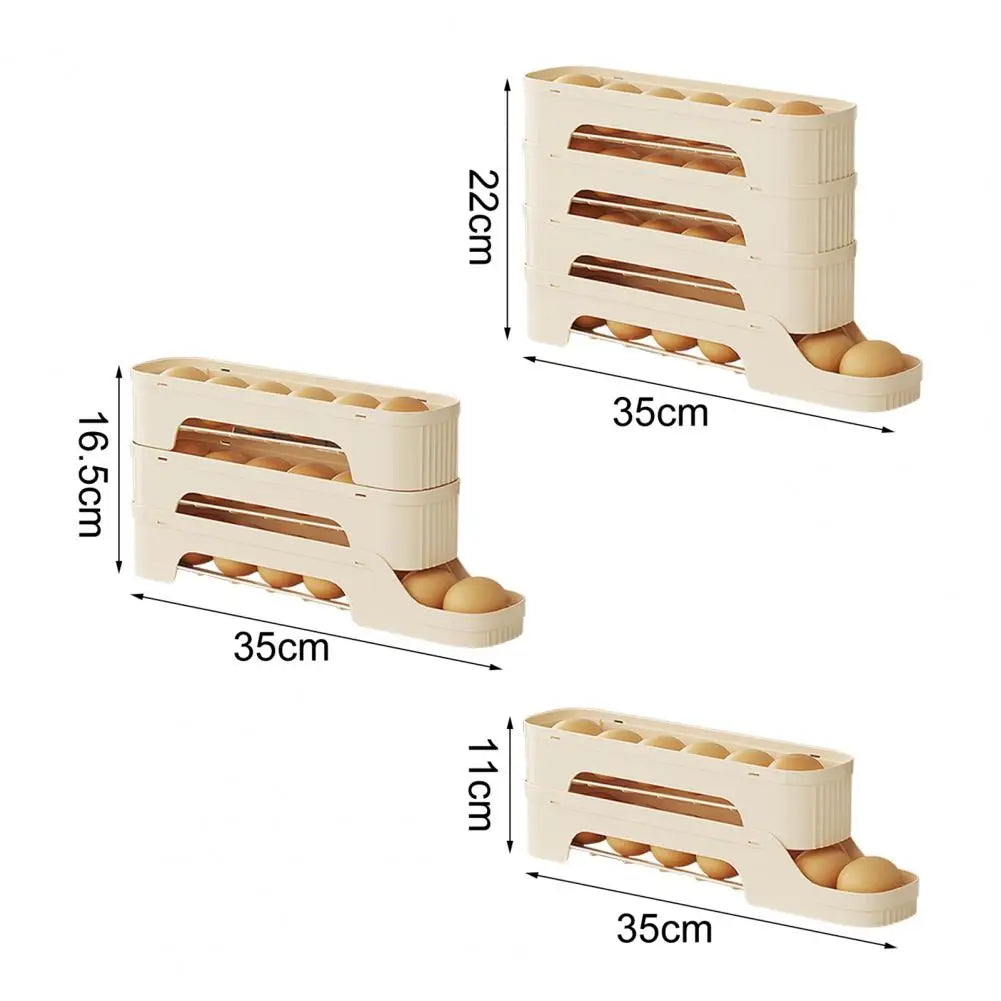 Carvallo RolloMaxx | 4-lagers äggorganisatör | Platsbesparande & Självrullande | Transparent design