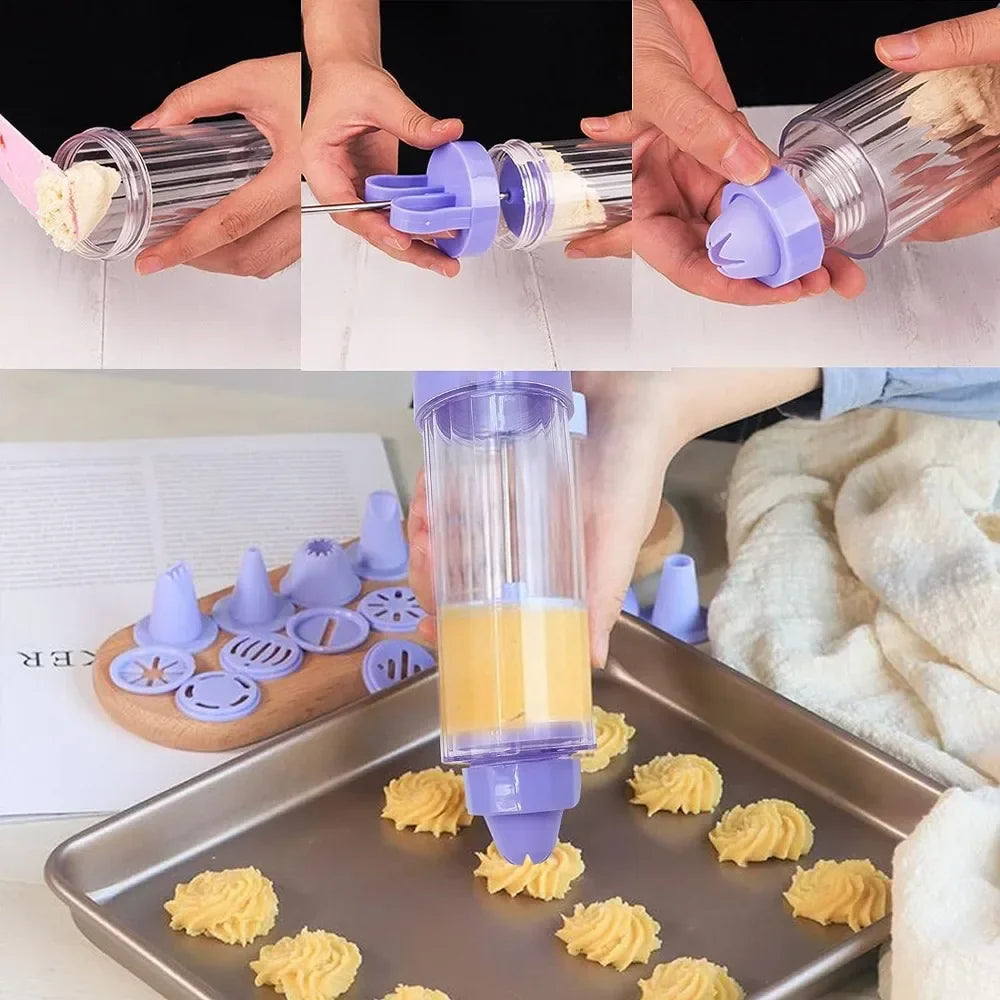 Carvallo DelightPress Butterkexpress & Spritzkak-set | Med munstycken & formar | För kakor, grädde & tårtdekor | Ergonomiskt grepp