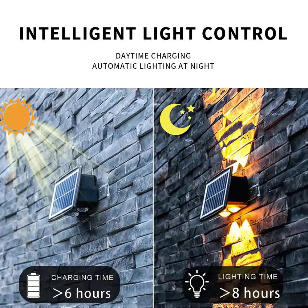 Solpanel LED utomhusvägglampa med upp- och ned-effekt – Modern vägbelysning för trädgård och terrass