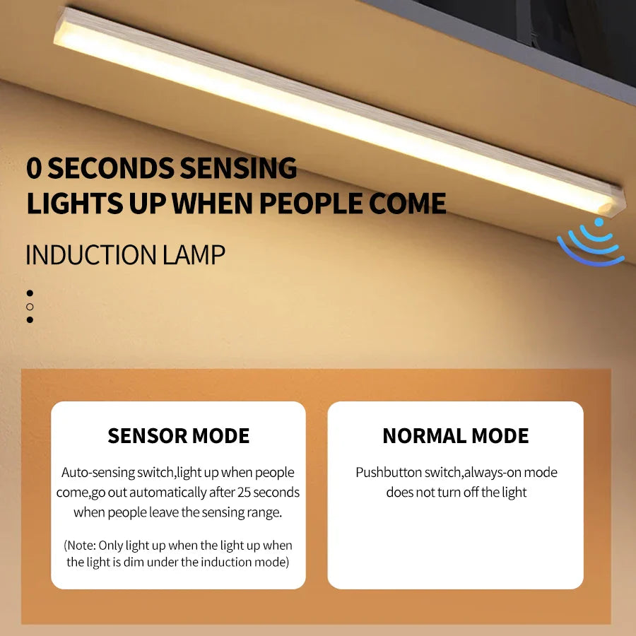 Carvallo Motion LED | Uppladdningsbart sensorljus med magnetfäste | Varmvit | För skåp, säng &amp; hall