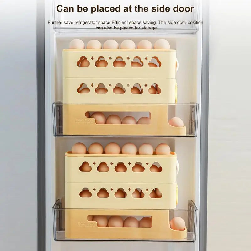 Carvallo Ägghållare för kylskåp | 3-lagers rullorganisatör | Platsbesparande & stötsäker | För upp till 24 ägg | 33,3 × 7,1 × 23,5 cm