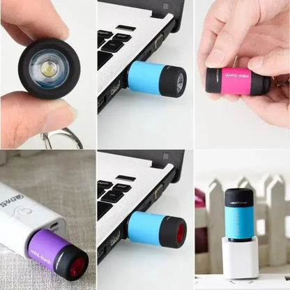 Carvallo Mini LED fackla med nyckelring | USB-laddning | Vattentät &amp; Ultralätt | 5,2 × 2,1 cm
