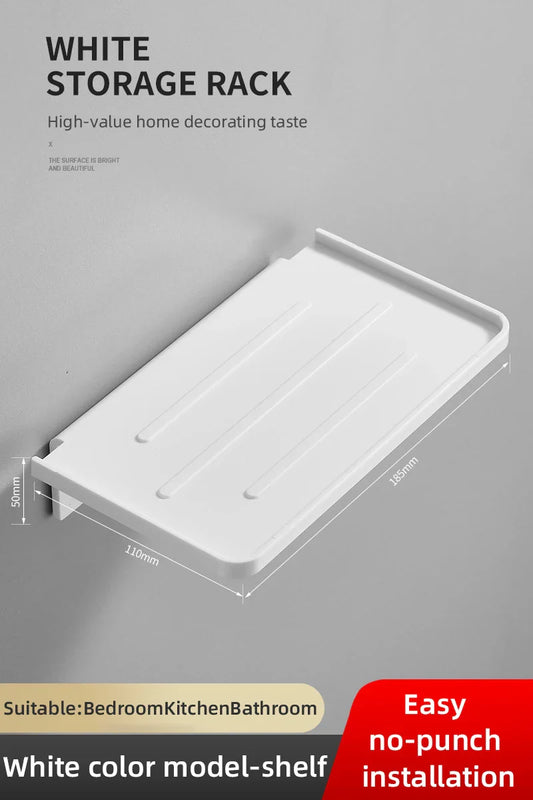 Carvallo DuschLine Duschablage Svart | Vägghylla i ABS-plast | Utan borrning | Med mobilhållare | Modernt bad-organisationstalanger