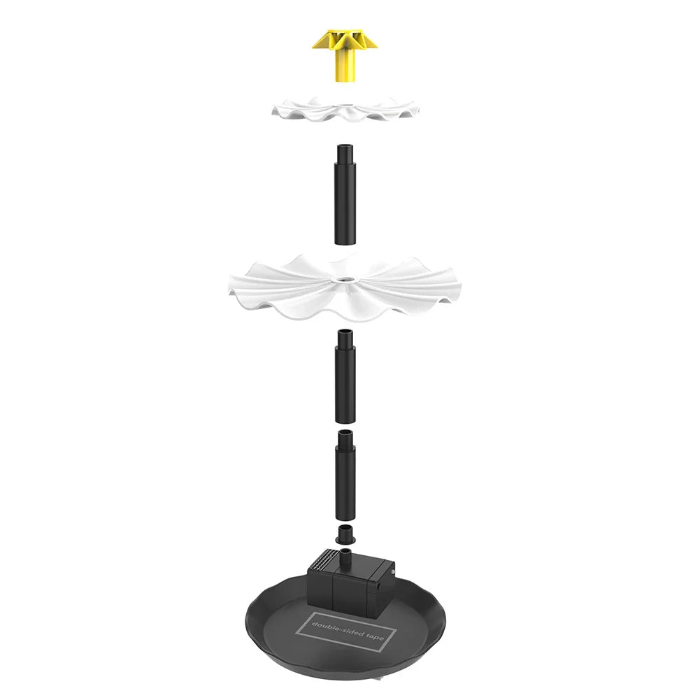 Carvallo-Vogelbrunnen TRIOCASCADE | 3-stegs | Deko-Springbrunnen med Solarpanel | För trädgård, balkong & terrass