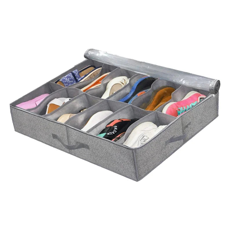 Carvallo Underdyn | För upp till 12 par skor | Med fönster & handtag | Fällbar & dammtät