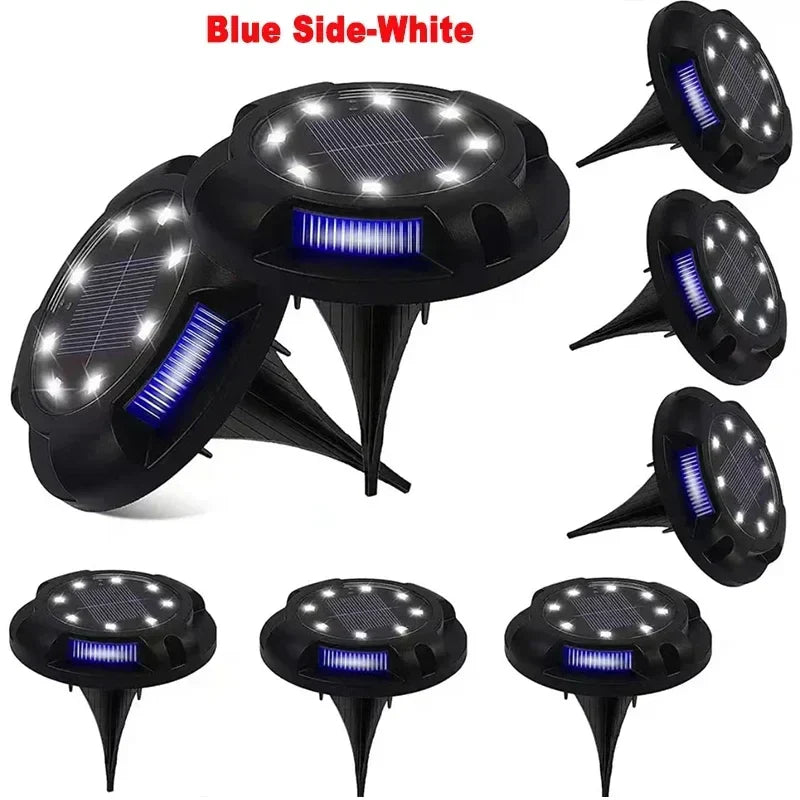 Carvallo GroundGlow 12 Solarbelysning 12 LEDs | Rostfritt stål IP65 | Automatisk skymningssensor | För trädgård, terrass & väg belysning