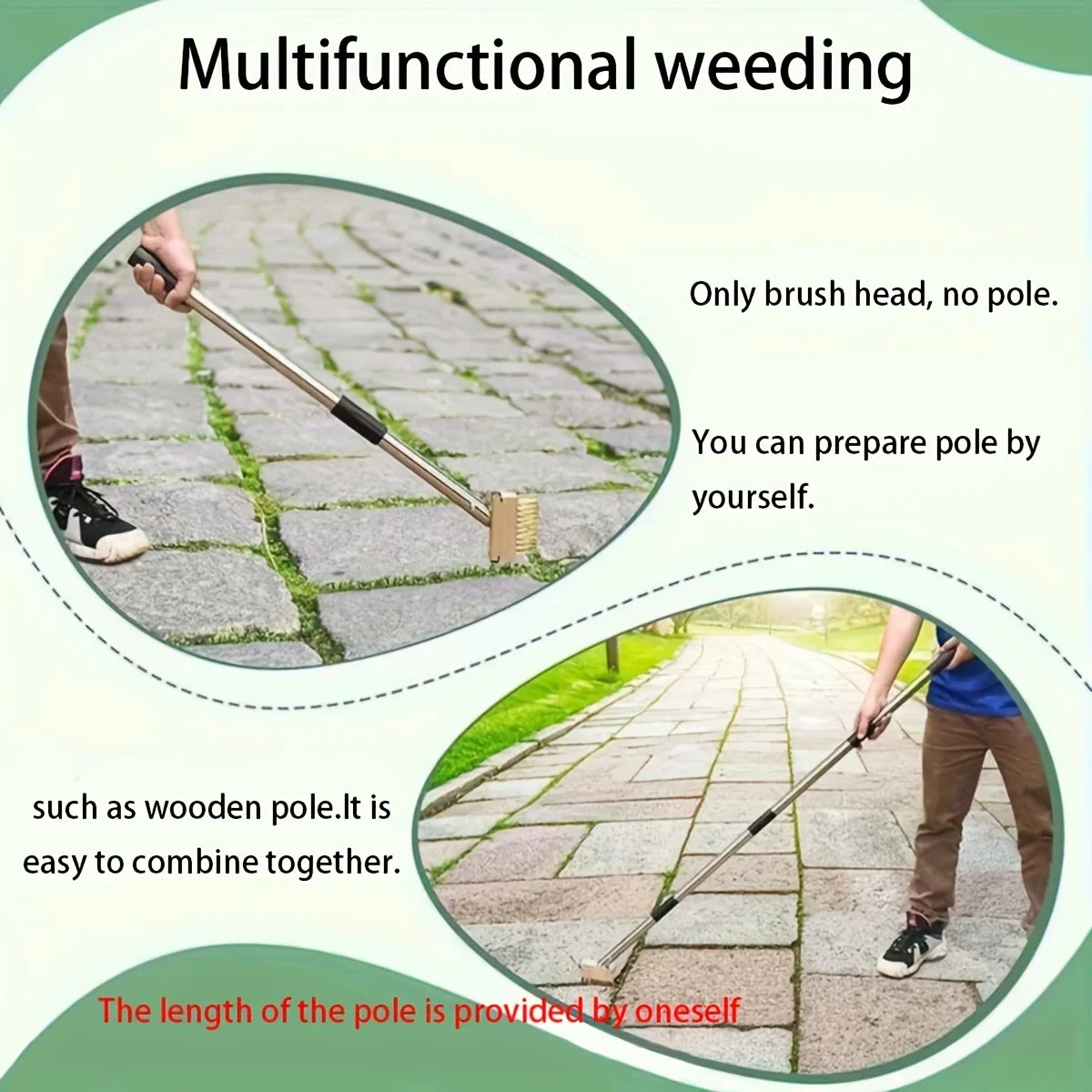 Carvallo Ogräsborste manuell | Justerbar med 120 cm handtag | För fogar, terrasser & gångvägar | Trådborste
