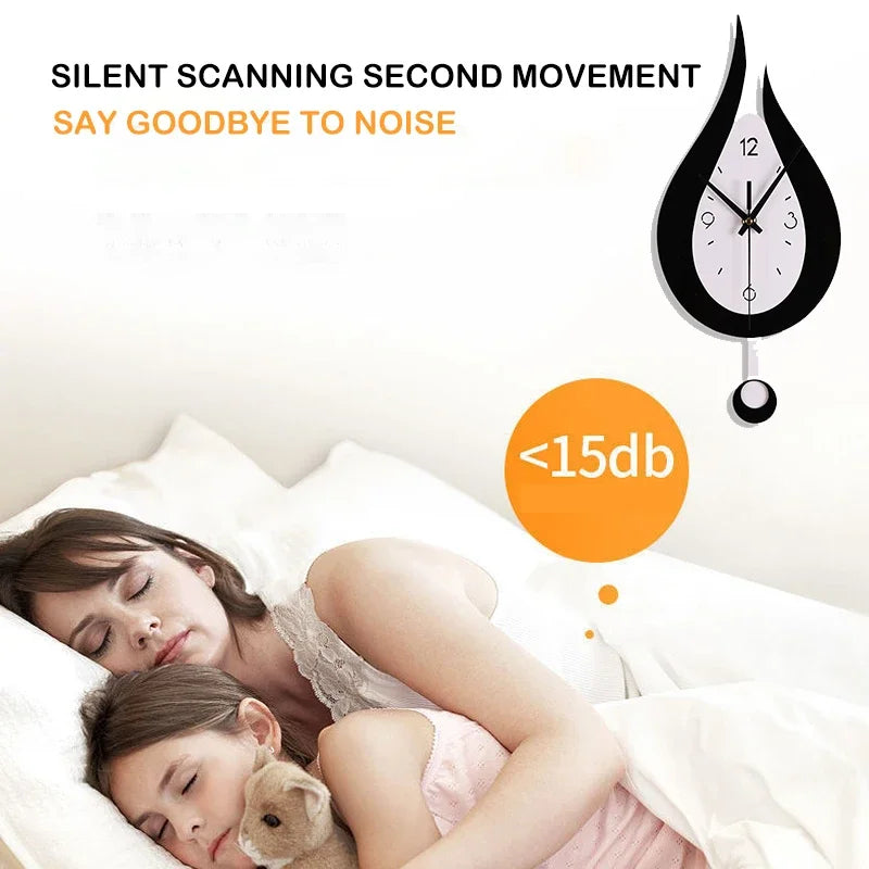 WaterDrop - Bred Modern Minimalistisk Vägghängd Klocka