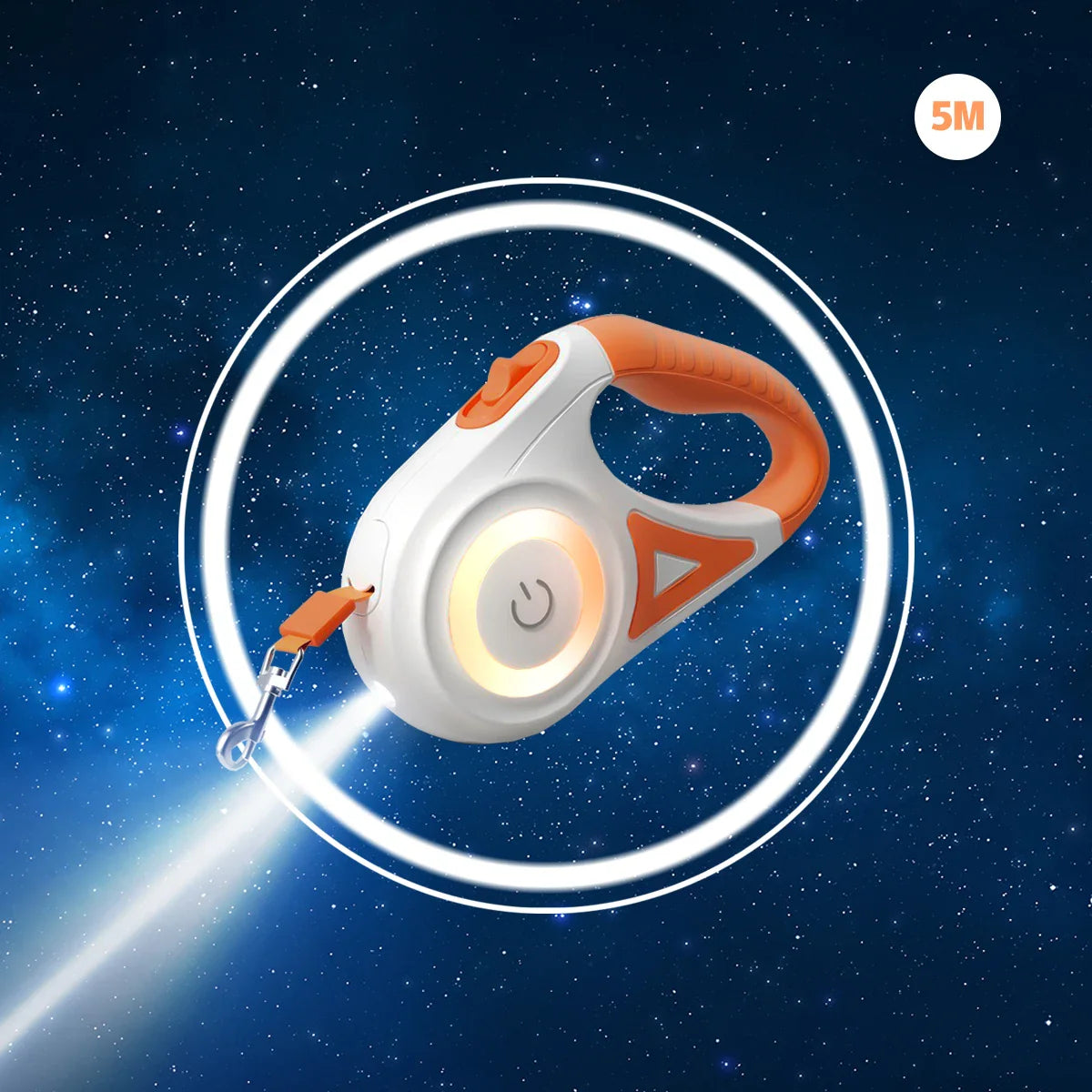 Carvallo Hundeleine LumiLeash FlexiLight | Utdragbar koppel med belysning | 3 m & 5 m längd | För hundar & katter upp till 35 kg