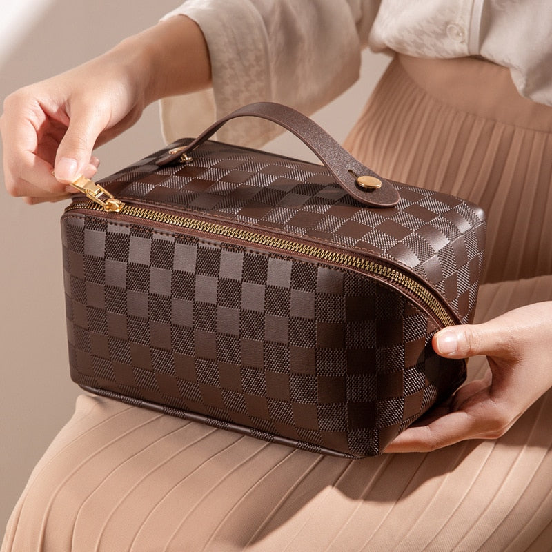 Carvallo Luxury Cosmetic Bag for Travel &amp; Home | With Compartments &amp; PU Leather | Water-Repellent &amp; Versatile