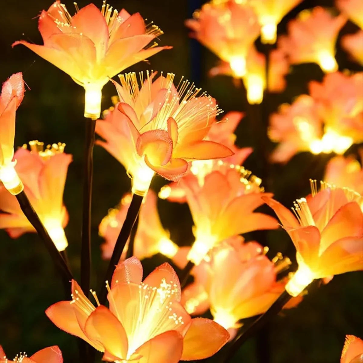 Carvallo Solar Trädgårdslampor Kameliablomningar | 15 LED Utomhus Dekorationsljus | Vattentålig & Solenergibaserad | Stämningsbelysning för Trädgård & Terrass