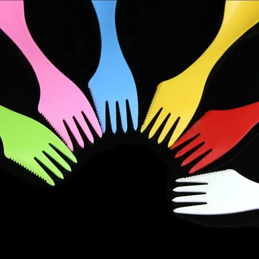 Carvallo-bestick TrekMate SporkSet | 6-i-1 Spork Kombi-bestick | Sked, gaffel & kniv i ett | För camping, vandring & resor