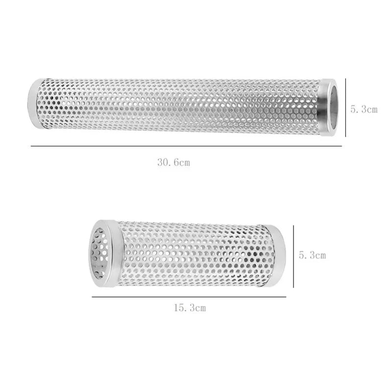 Carvallo Tube Rostfri Rökare-Rör | För Varm- & Kallrökning | BBQ-Aromarör med håldesign | 30,6 × 5,8 cm / 15,3 × 5,3 cm