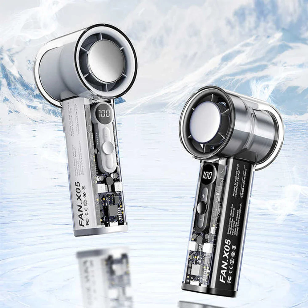 Carvallo IceFlow Mini Handfläkt med halvledarkylteknik | 3000 mAh batteri | Bärbar & Uppladdningsbar | Ultra-tyst & Kraftfull