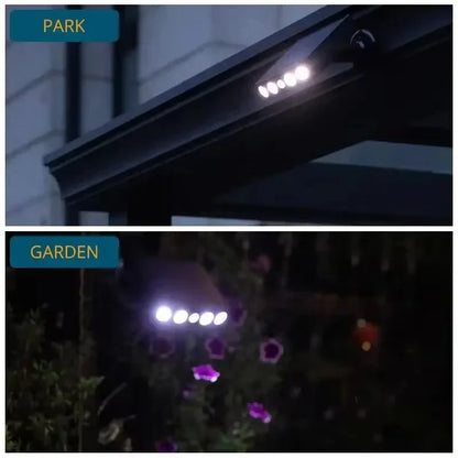 Carvallo MotionSolar | LED vägglampa med rörelsesensor | Solarbetriven &amp; Vattentät | 4 LEDs