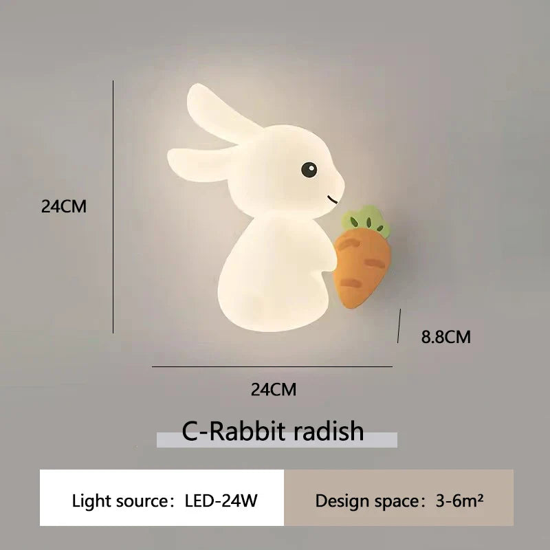 RabbitLicht - Söt LED Kanin Vägglampa för Barnrum