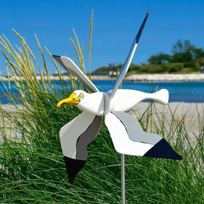 Carvallo-Deko Vindfågel SkyGull | Kreativ Vindspinner med måsdesign | Väderbeständig & höjdjusterbar | 25 cm Figur