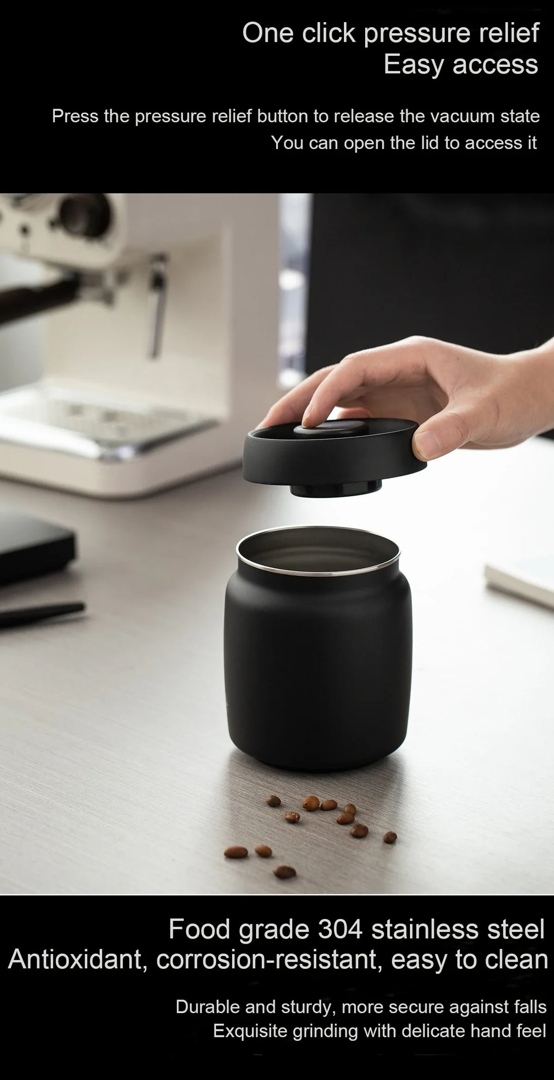 Royallure Stålkontainer med vakuum för kaffe, te och kök