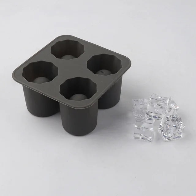 Carvallo silikonkubform i snapsglasdesign | 4-delad isbägareform | Återanvändbar & livsmedelsäker | För cocktail, whiskey & fest