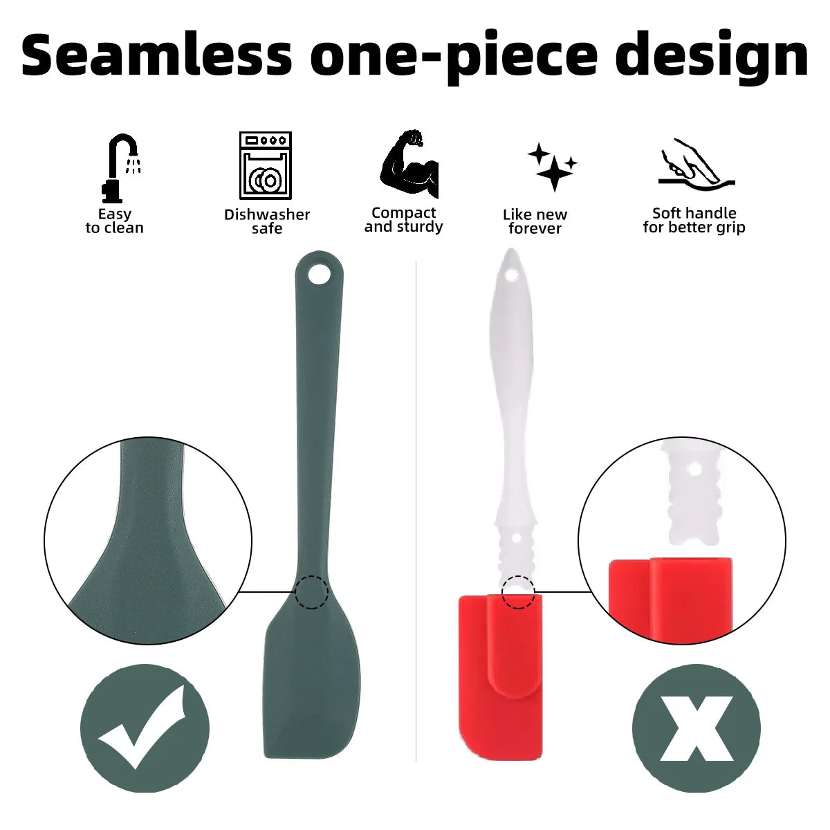Lirosetta Flex | Silikonspatelset värmebeständigt &amp; non-stick – 6/9-delars bakutrustning