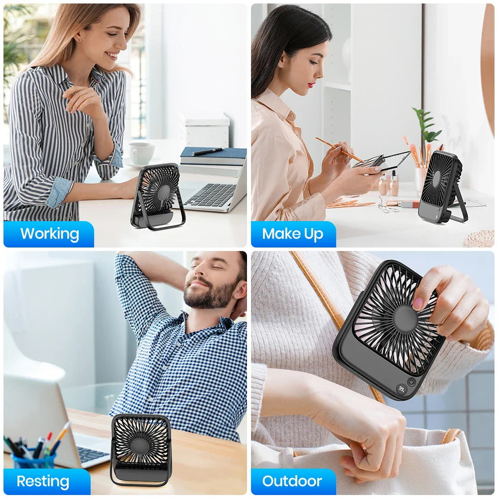 Carvallo Power | Bordsfläkt med powerbank-funktion | 5000mAh batteri | 4 nivåer & ultra tyst