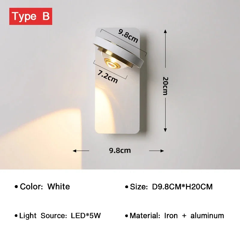 BrightTurn - Modern LED Vägglampa med Rotationsdesign för Sovrum och Vardagsrum