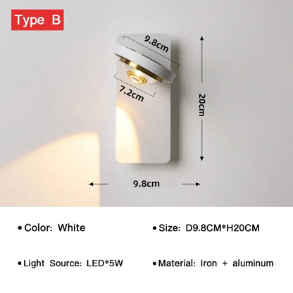 BrightTurn - Modern LED Vägglampa med Rotationsdesign för Sovrum och Vardagsrum